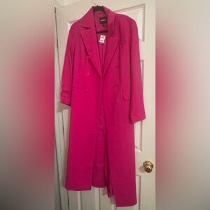 Express Fuchsia Double-Breasted Trench Coat
